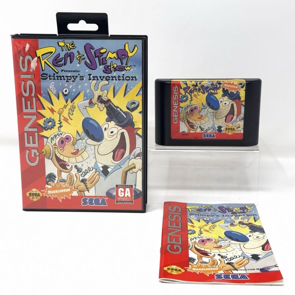 Ren and Stimpy Show Stimpys Invention Sega Genesis 1993 CIB Refurbished Tested
